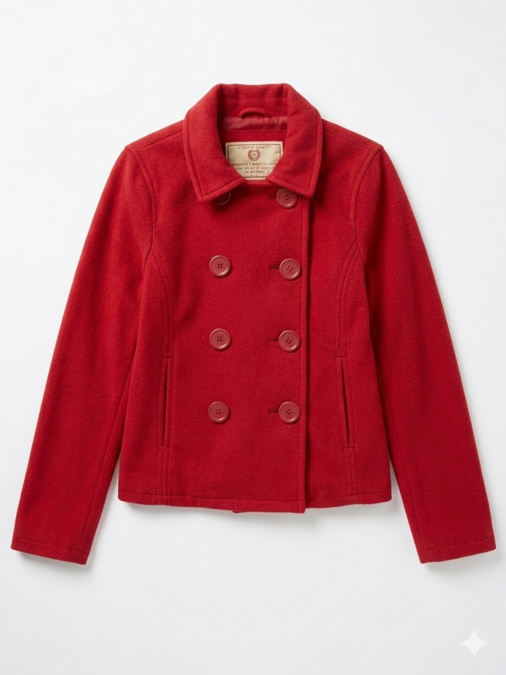ABERCROMBIE & fitch red wool cotton cropped y2k pea coat a&f vintage